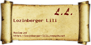 Lozinberger Lili névjegykártya
